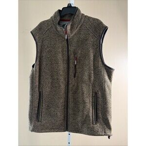 Orvis Brown Denali Sweater Fleece Vest Full Zip L Pockets Sporty Classic